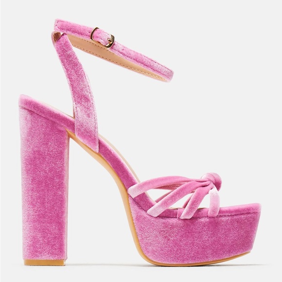 Fashion Nova Keep You Waiting Velvet Heeled Sandal - Pink - Picture 4 of 5